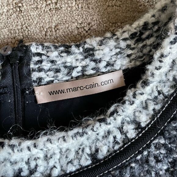 Marc Cain Wool Blend Winter Shift Dress with Hidden Zip and Button Size M - Picture 11 of 16